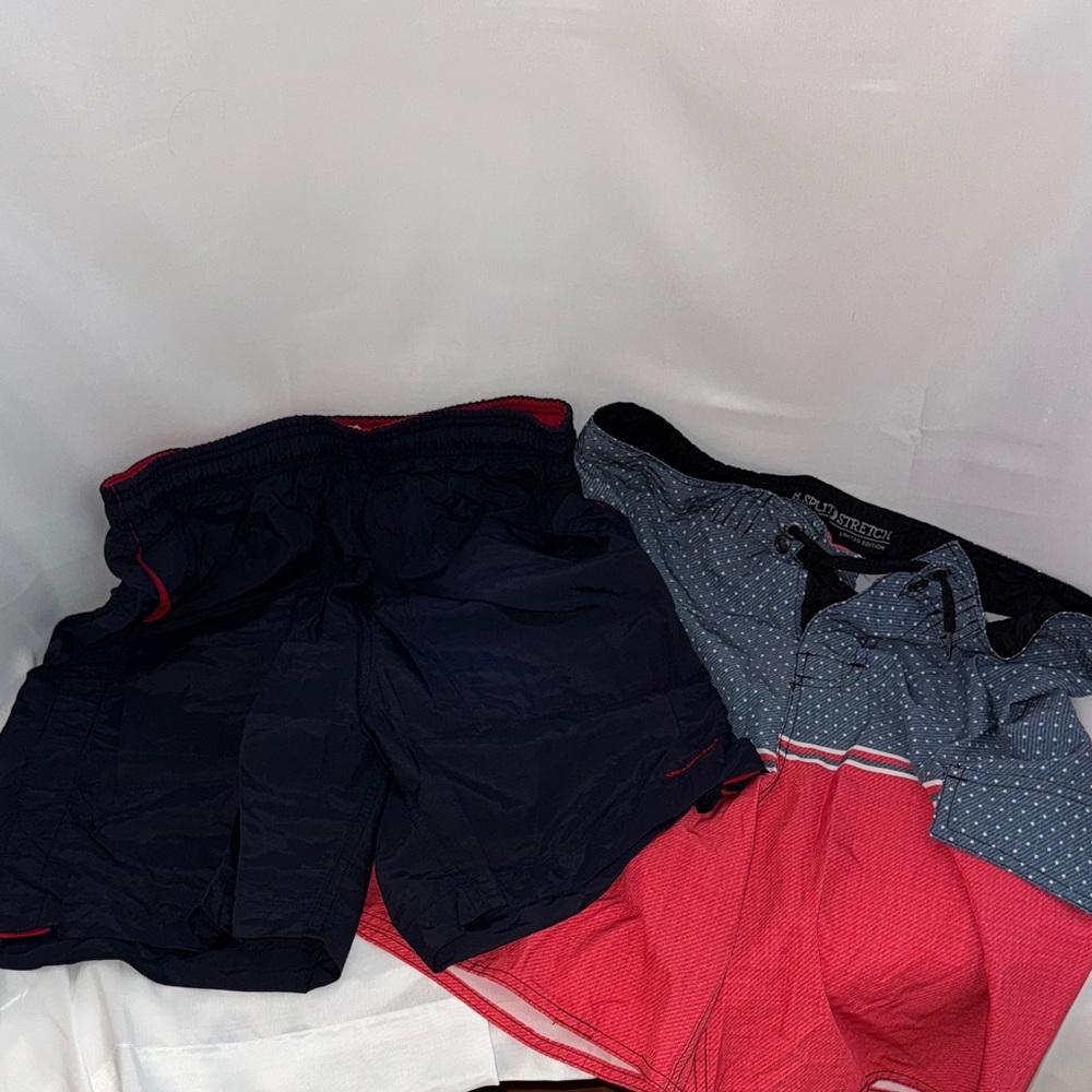 2 pc Navy and Red Shorts Set
